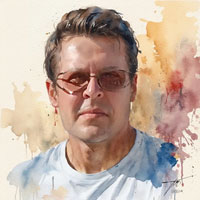 George Grie Self-Portrait in Watercolor 2024 biography