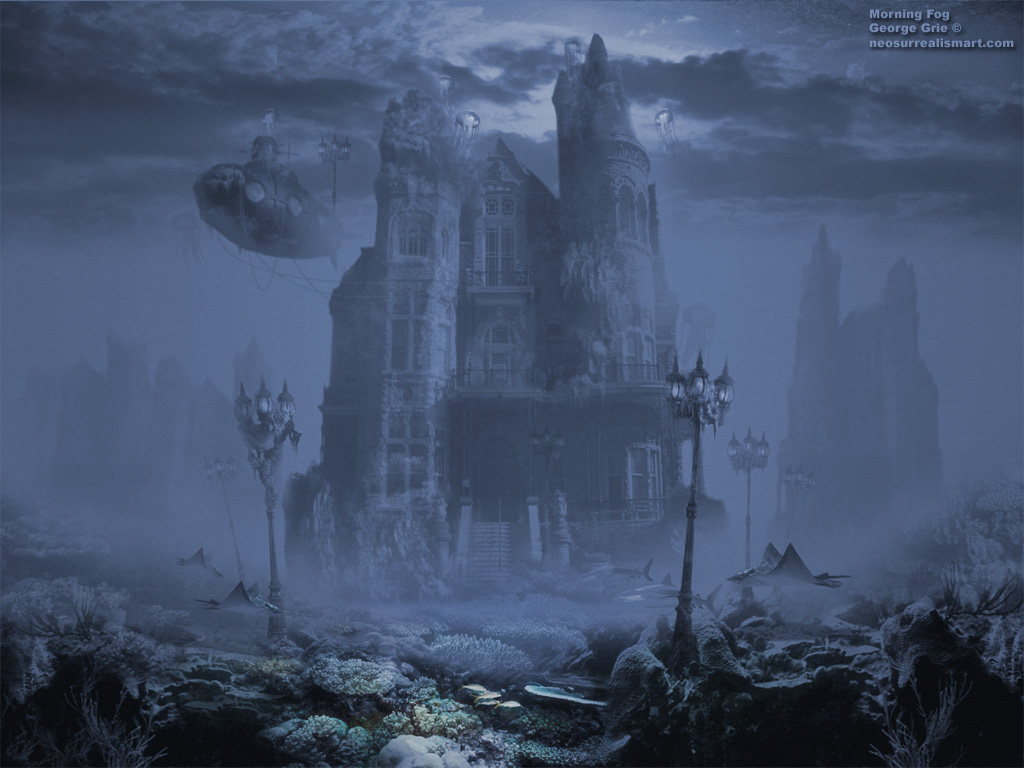 modern surrealism painting, contemporary surrealist graphic drawing, Fog, mystery suspense mystic mist romantic dream illusion, foggy, trees, nobody, outdoors, dawn, landscape, fog, water, wilderness, gothic arts, misty, outside, conifers, morning, shark, horizontal, habitat, coral, nature, ocean, underwater, reef, marine life, school, sea, aquatic, fish. antique, architecture, beauty, boat, branch, building, city, classic, construction, culture, fogy, historic, house, hunan, landscape, mist, misty, old, outdoors, pavilion, river, scene, scenery, scenic, scenics, serene, tower, town, traditional, tranquil, travel, tree, vessel, water, 